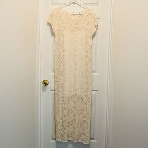Lilka x Anthropologie Bellflower Ivory Lace Maxi Dress With Slip Size Medium